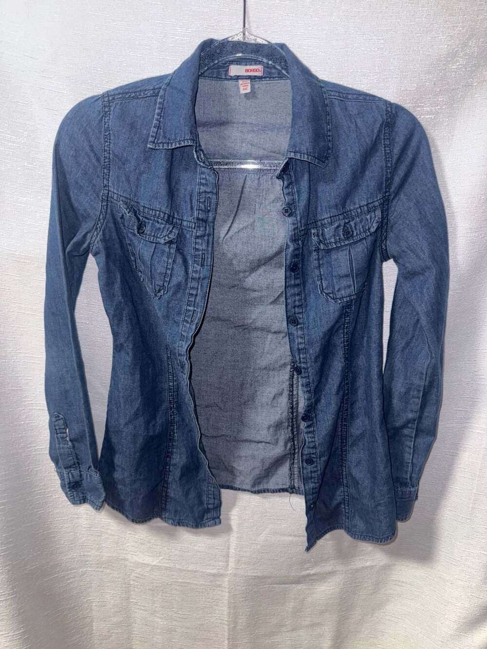 Bongo Women's Long Sleeve Denim Button-Up Shirt